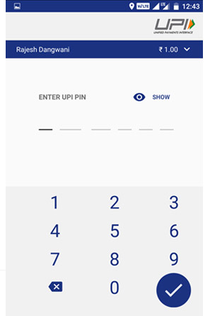 Enter UPI Pin Enter UPI Pin