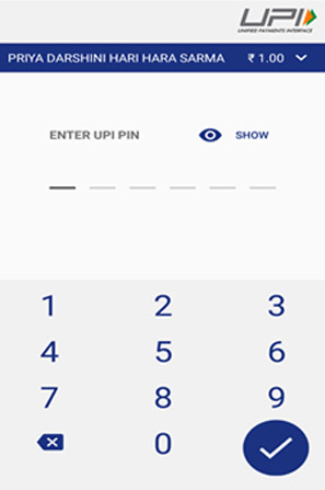 Enter UPI Pin Enter UPI Pin