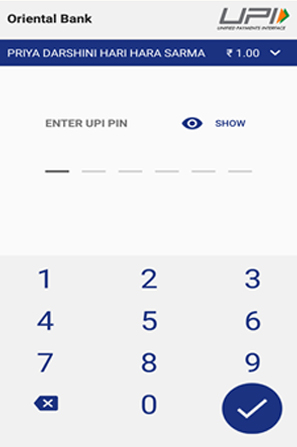 Enter UPI Pin Enter UPI Pin